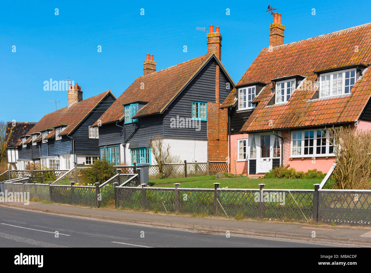 Thorpeness Suffolk, view of houses typical of the architecture in