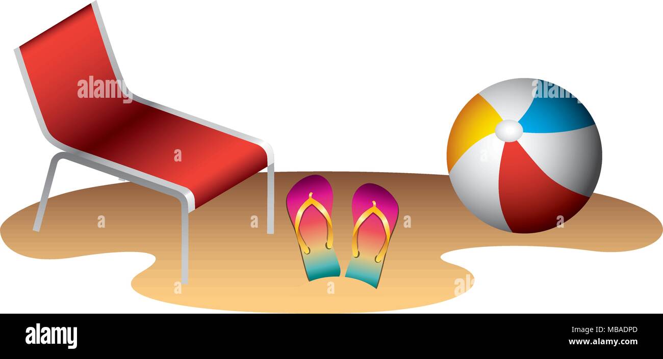 beach ball with flip flops and chair Stock Vector Image & Art - Alamy