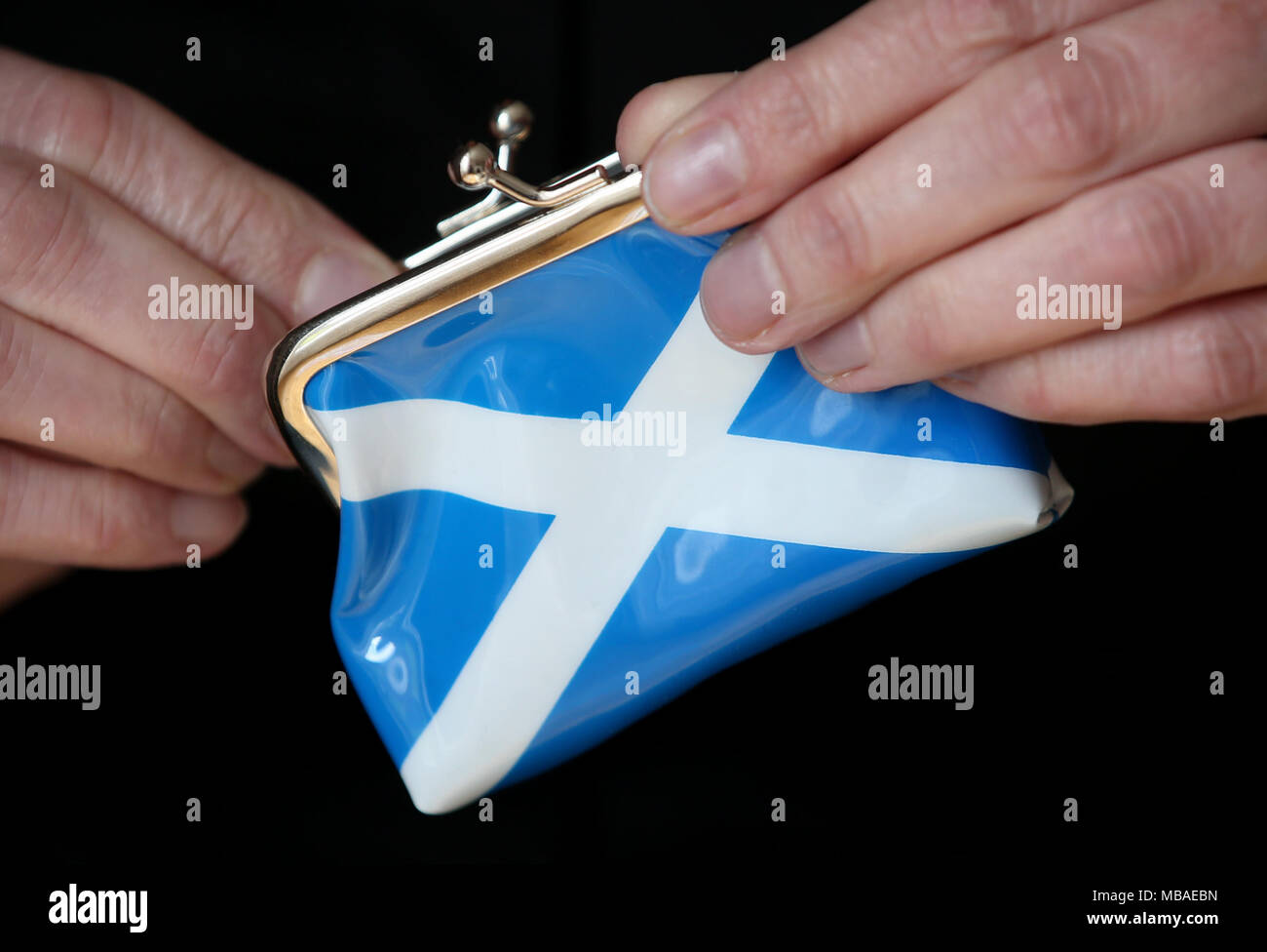 Scottish money. Saltire purse. Stock Photo