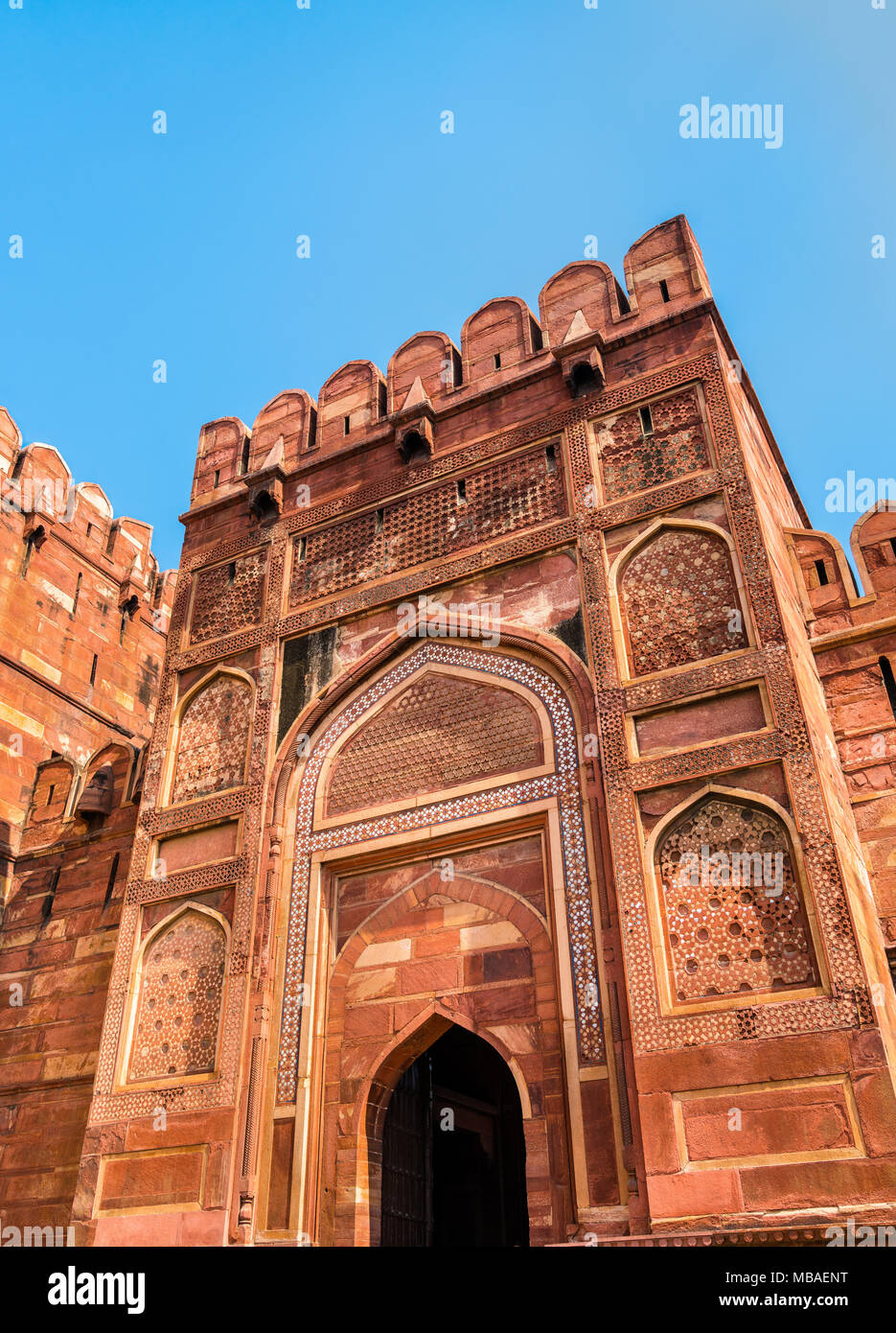 Amar Singh Gate of Agra Fort. UNESCO heritage site in India Stock Photo