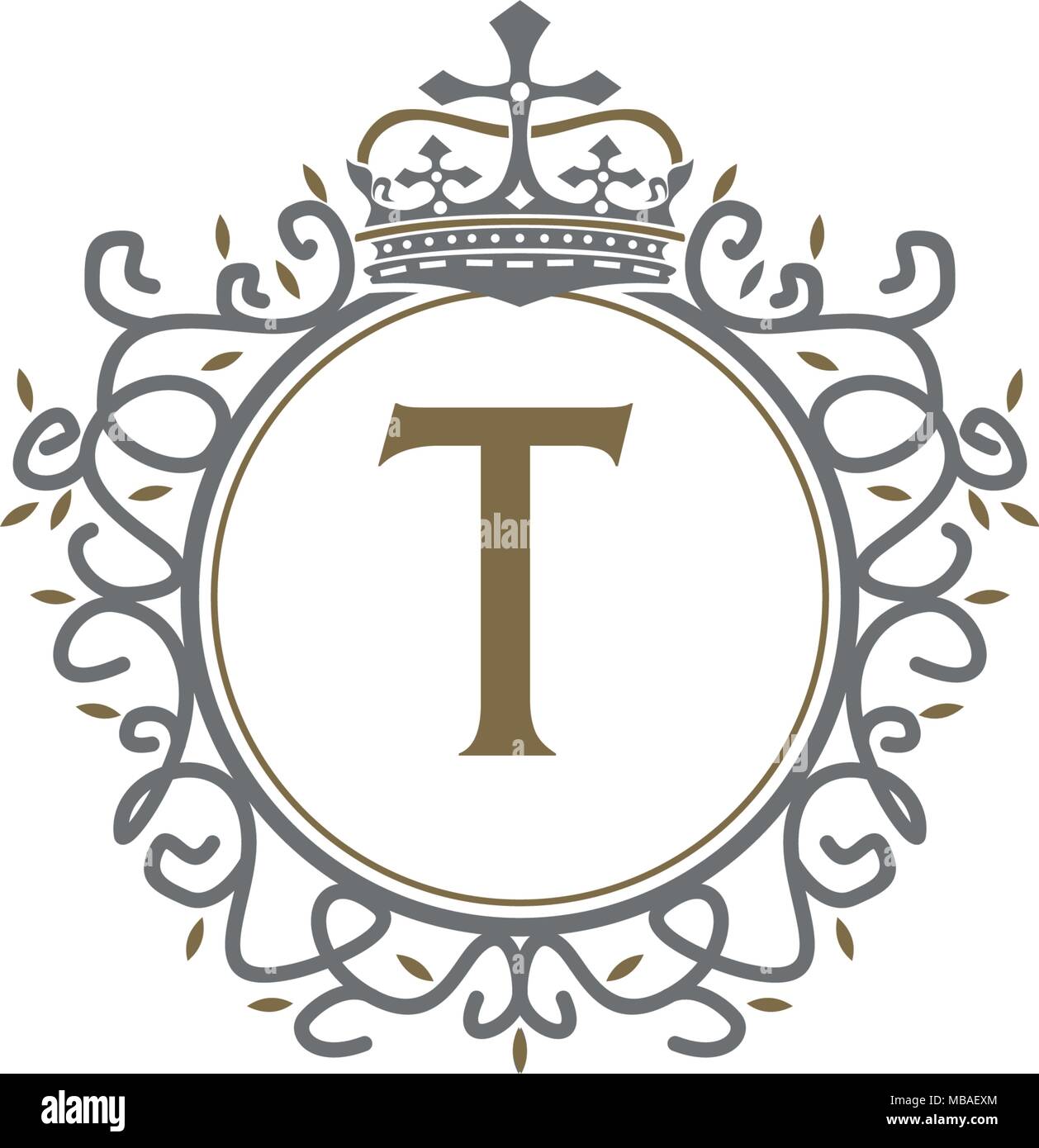 Crown Leaf Logo Initial T Stock Vector