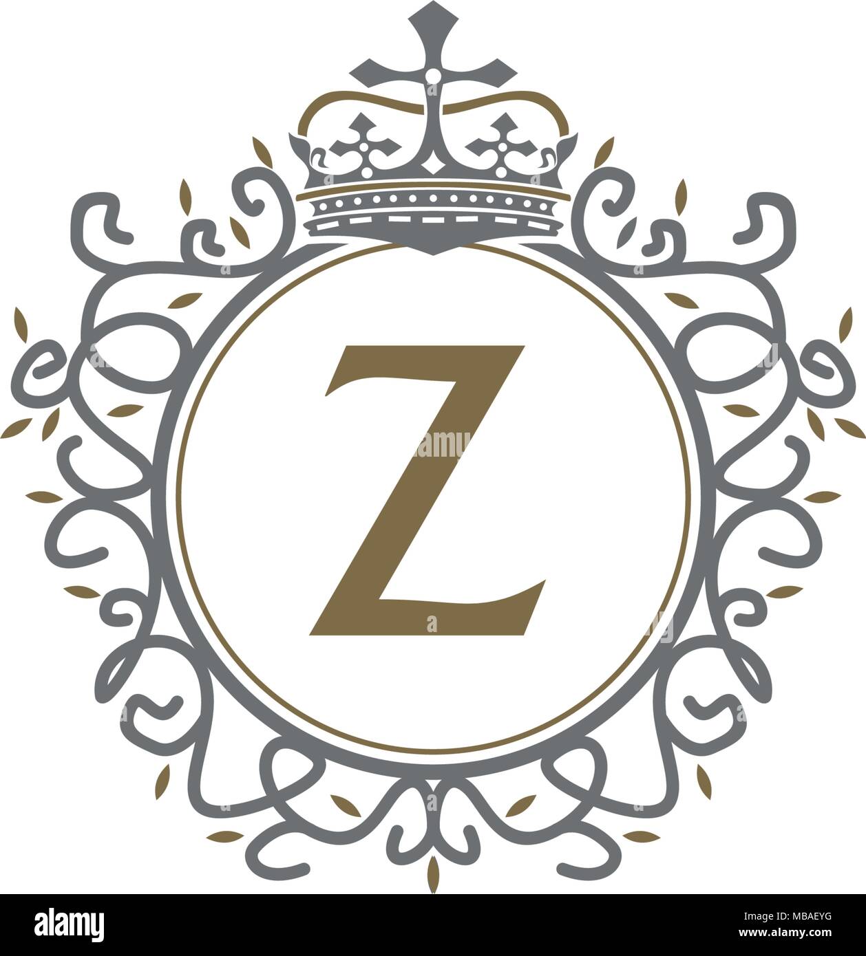Crown Leaf Logo Initial Z Stock Vector