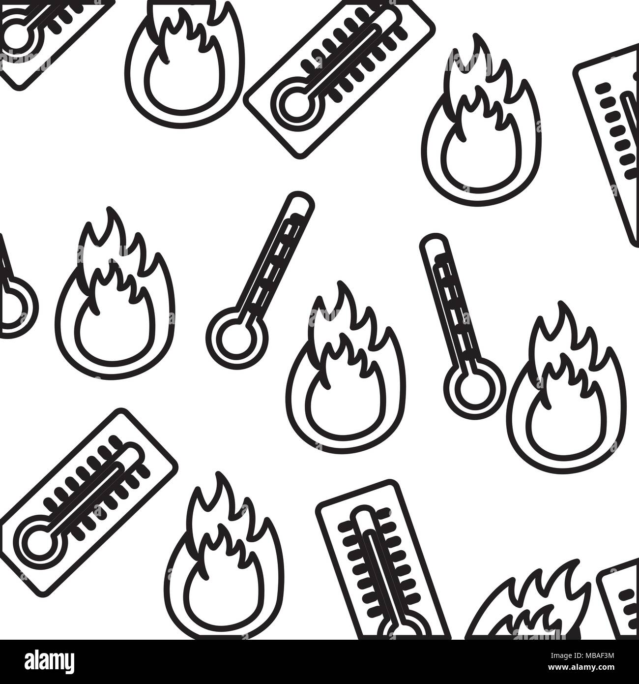 thermometers measure and flames pattern Stock Vector Image & Art - Alamy