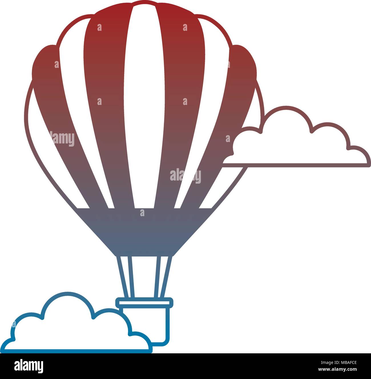 balloon air hot fliying with clouds Stock Vector