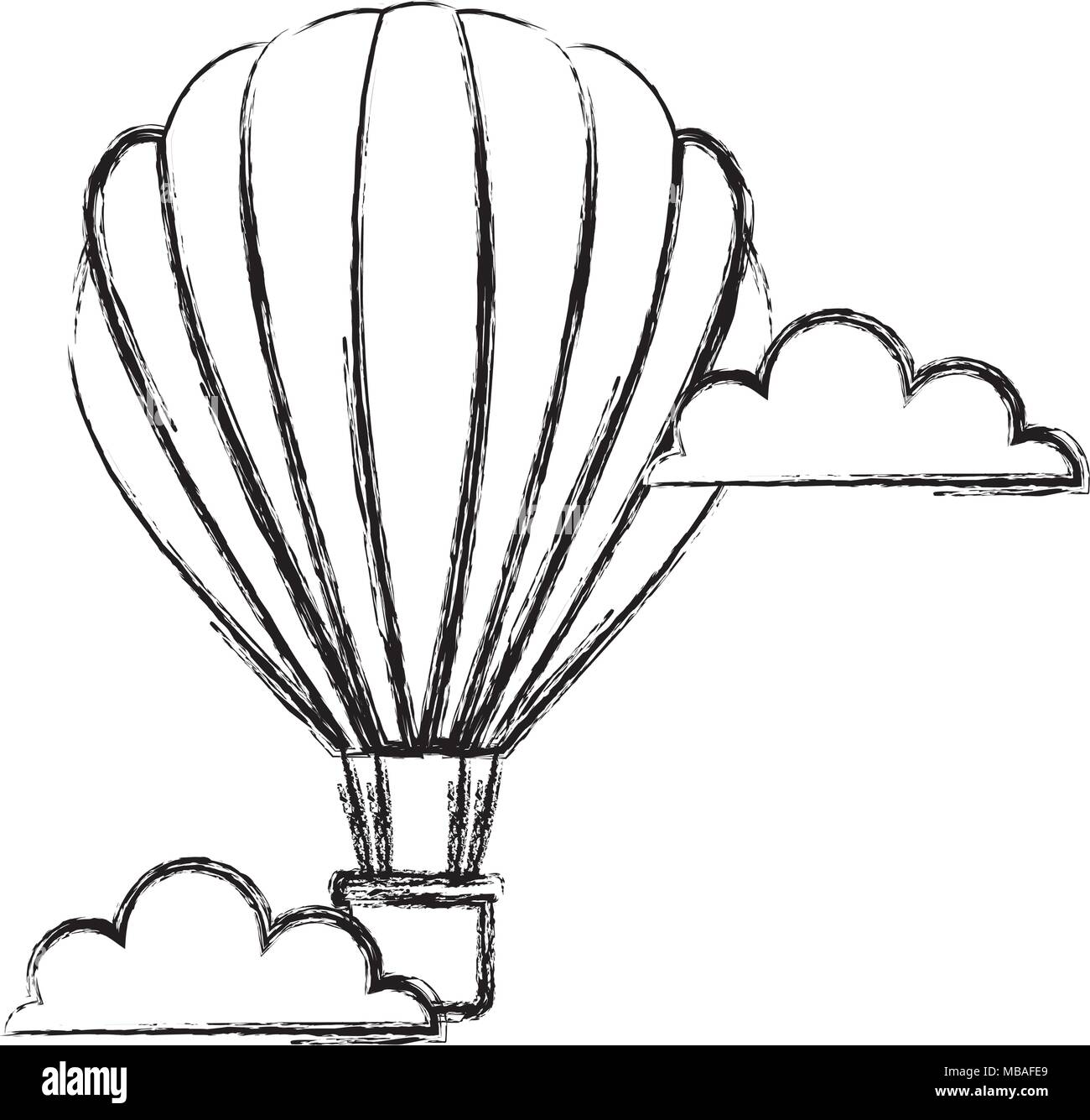 balloon air hot fliying with clouds Stock Vector