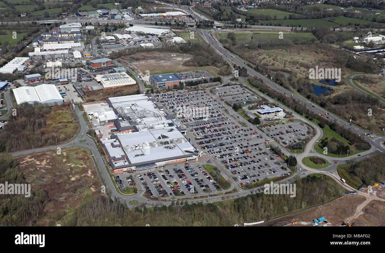 aerial view of Handforth Dean Retail Park Stock Photo