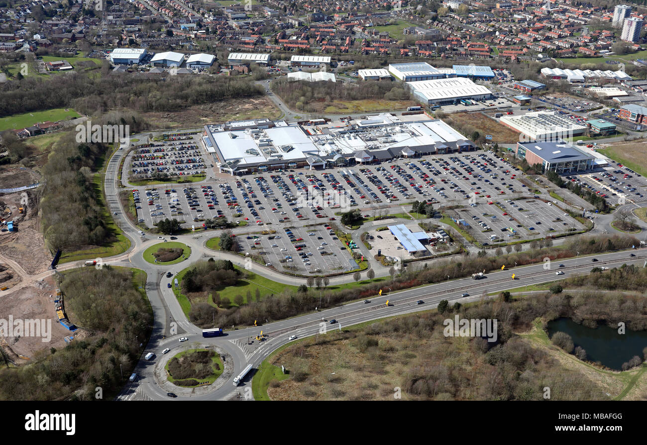 aerial view of Handforth Dean Retail Park Stock Photo
