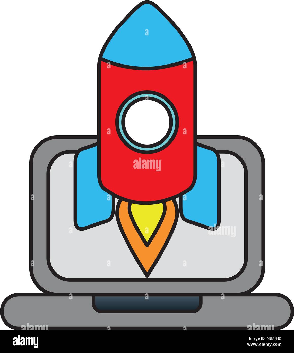 laptop computer with rocket start up Stock Vector Image & Art - Alamy