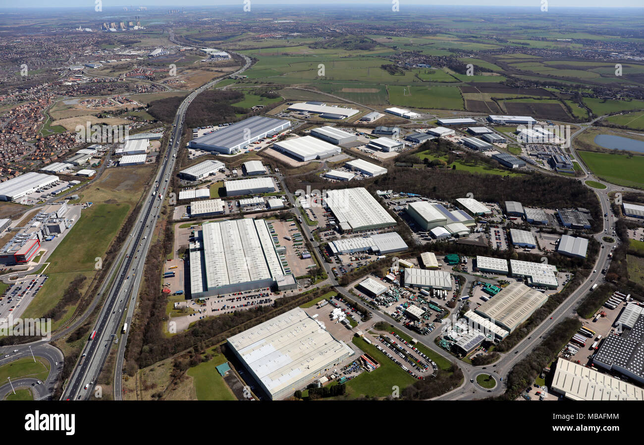 aerial view Normanton Industrial Estate, West Yorkshire, UK Stock Photo