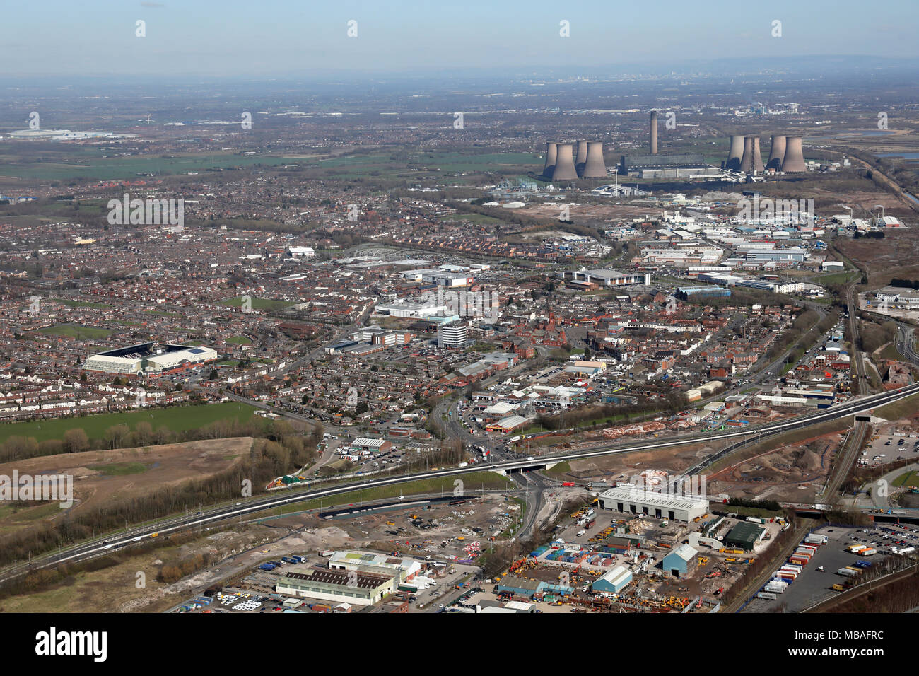 aerial view of Widnes in Cheshire, UK Stock Photo Alamy