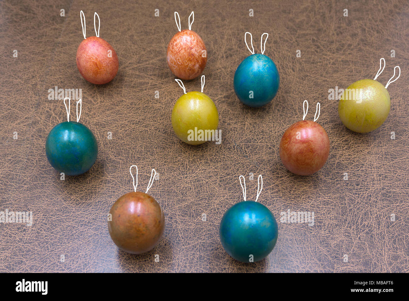 Easter eggs cute bunny. Funny decoration. Happy Easter Stock Photo