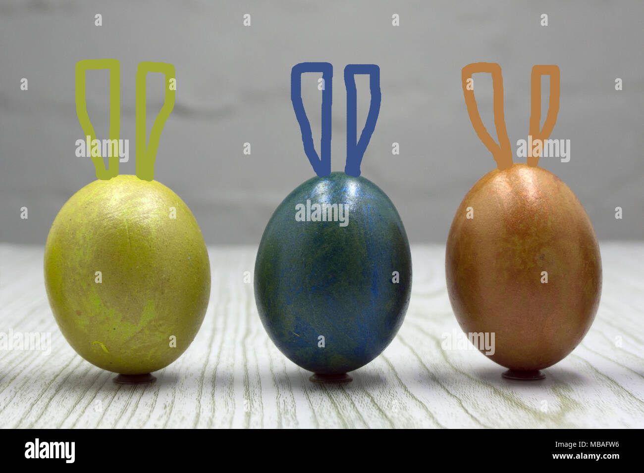 Cute creative photo with easter eggs in the nest Stock Photo
