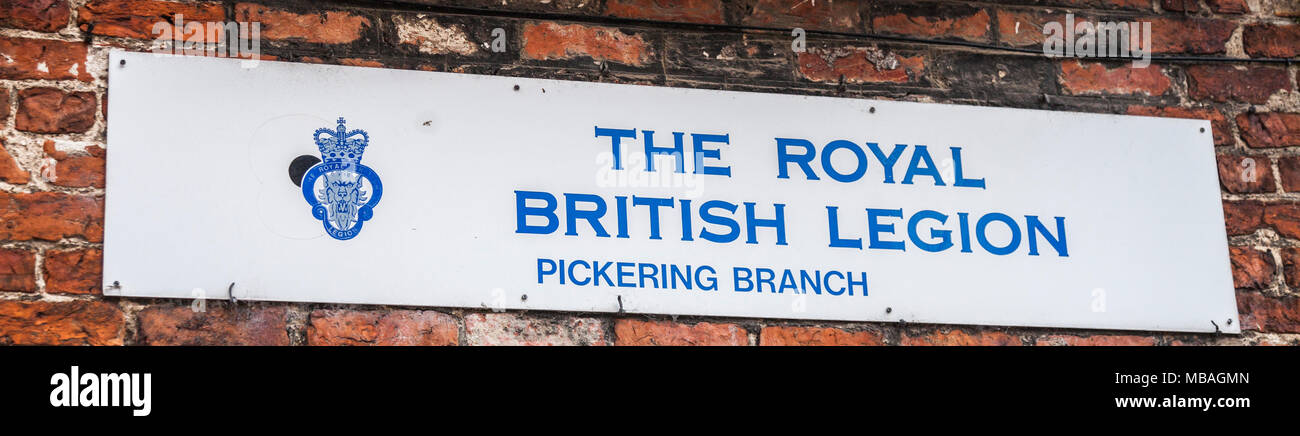 The Royal British Legion sign at Pickering,North Yorkshire,England,UK Stock Photo