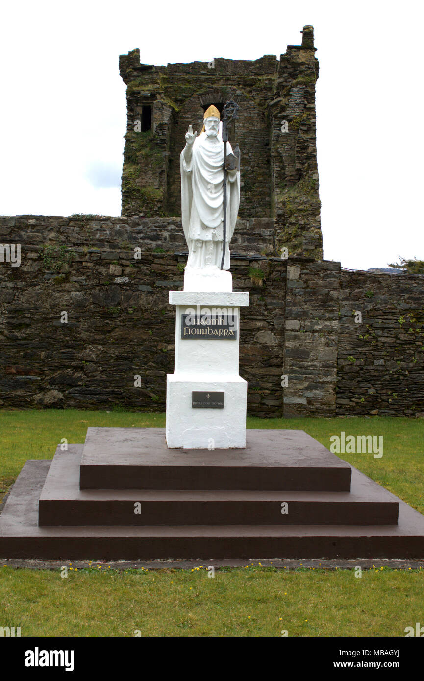 Statue of Saint Patrick he was a fifth-century Romano-British Christian missionary and bishop in Ireland. In the grounds of carriganass castle.ireland Stock Photo