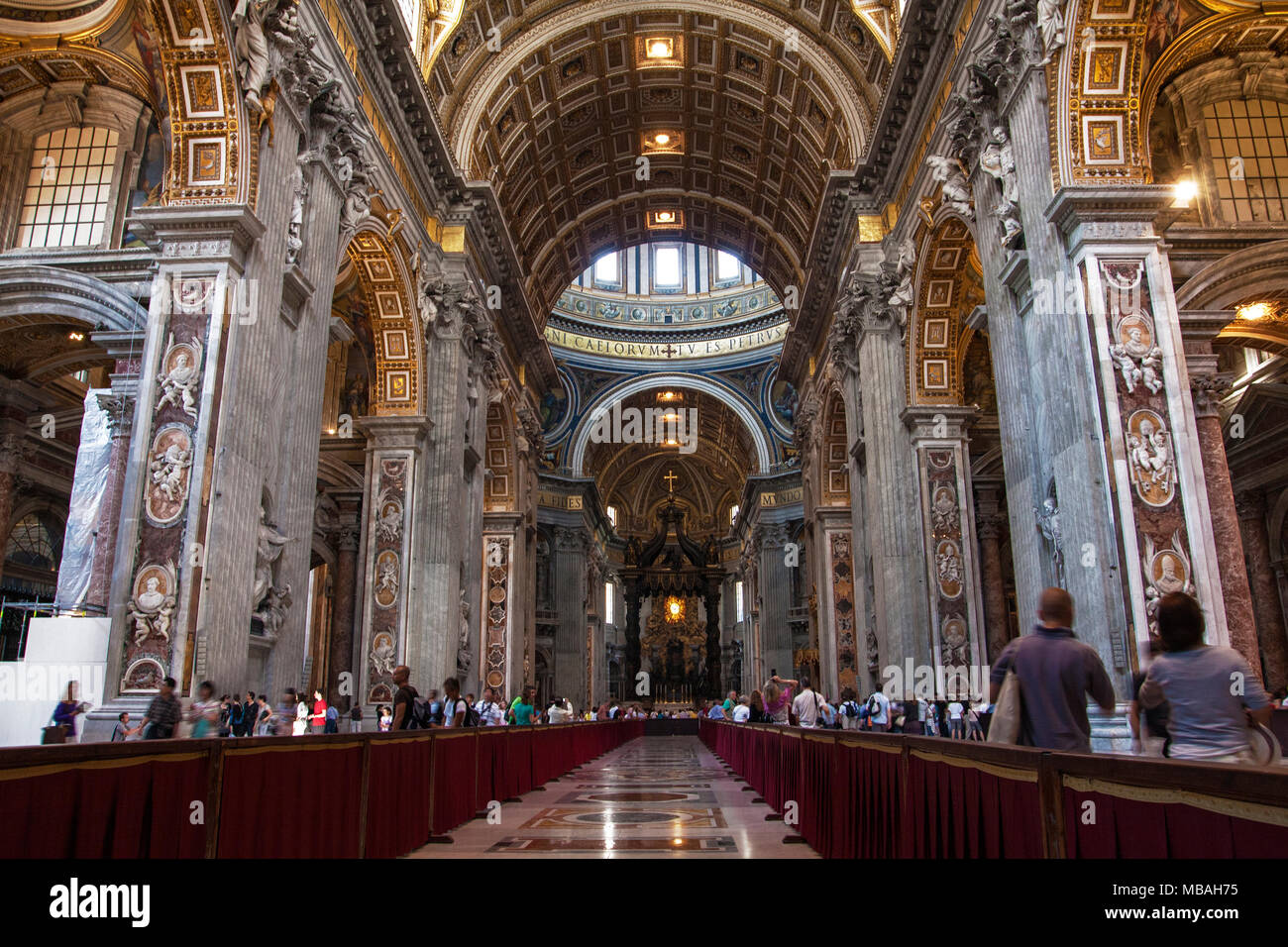 ROME,ITALY - JUNE 17,2011: Interior of Saint Peter's Basilica (San Pietro) in Rome, Italy. Historical architecture of Vatican and Rome. St. Peter's Ba Stock Photo
