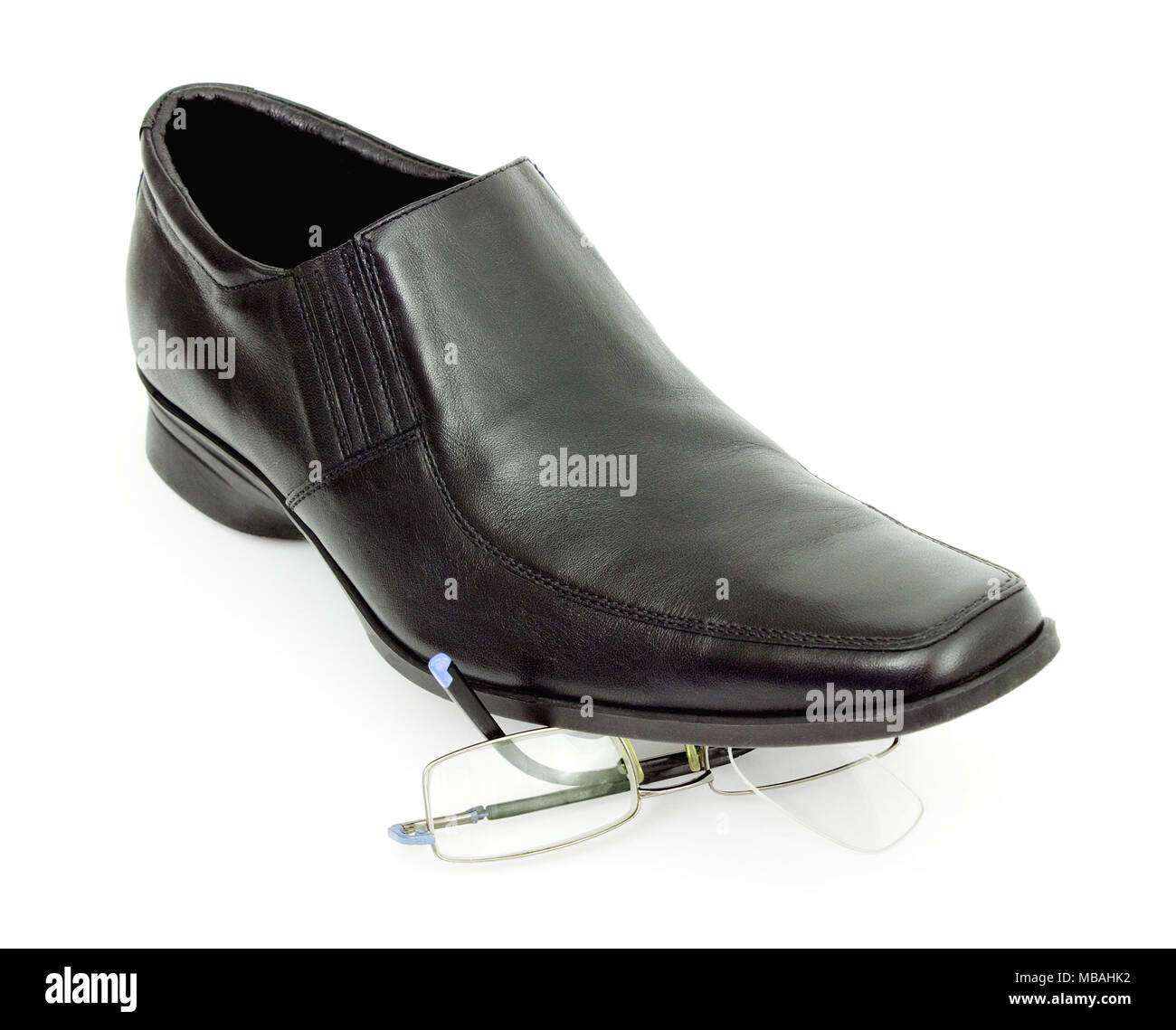 Men's elegant black boots crush glasses Stock Photo Alamy
