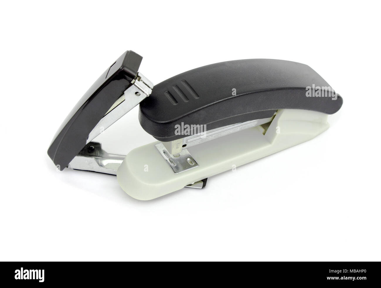 Two stapler. The concept of aggression Stock Photo