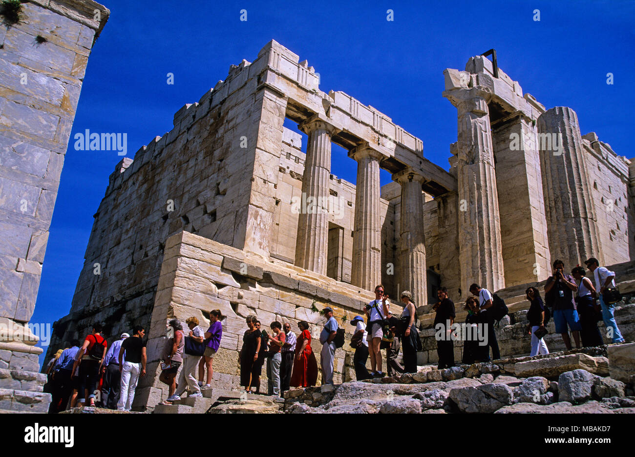 Crowds of Tourists, The Parthenon, Athens, Greece, Europe, EU. Stock Photo