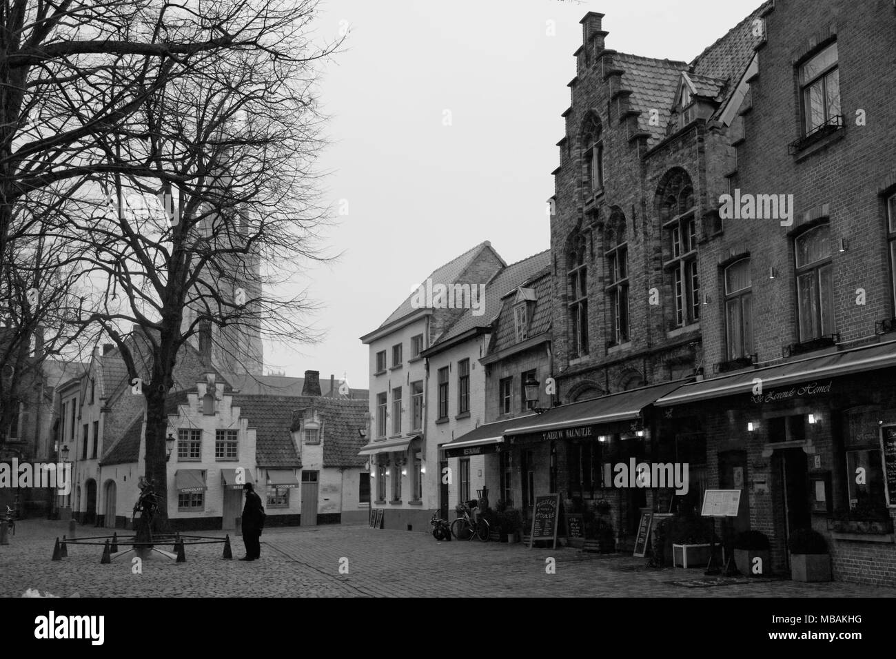 Walplein, Brugge, West Flanders, Belgium: a beautiful quiet square full of Flemish character Stock Photo