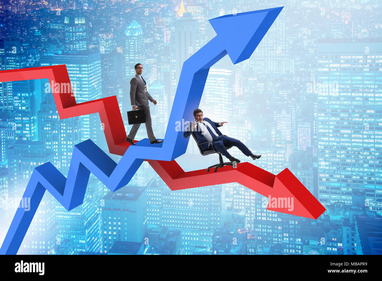 Growth and decline concept with businessmen Stock Photo - Alamy