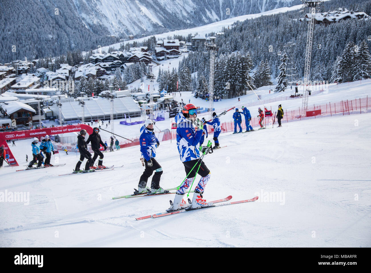 Petra Vlhova of Slovakia inspecting the course in Courchevel 1850 prior to competiting the Giant Slalom Audi Fia Alpine Ski World Cup 2017 / 2018 Stock Photo