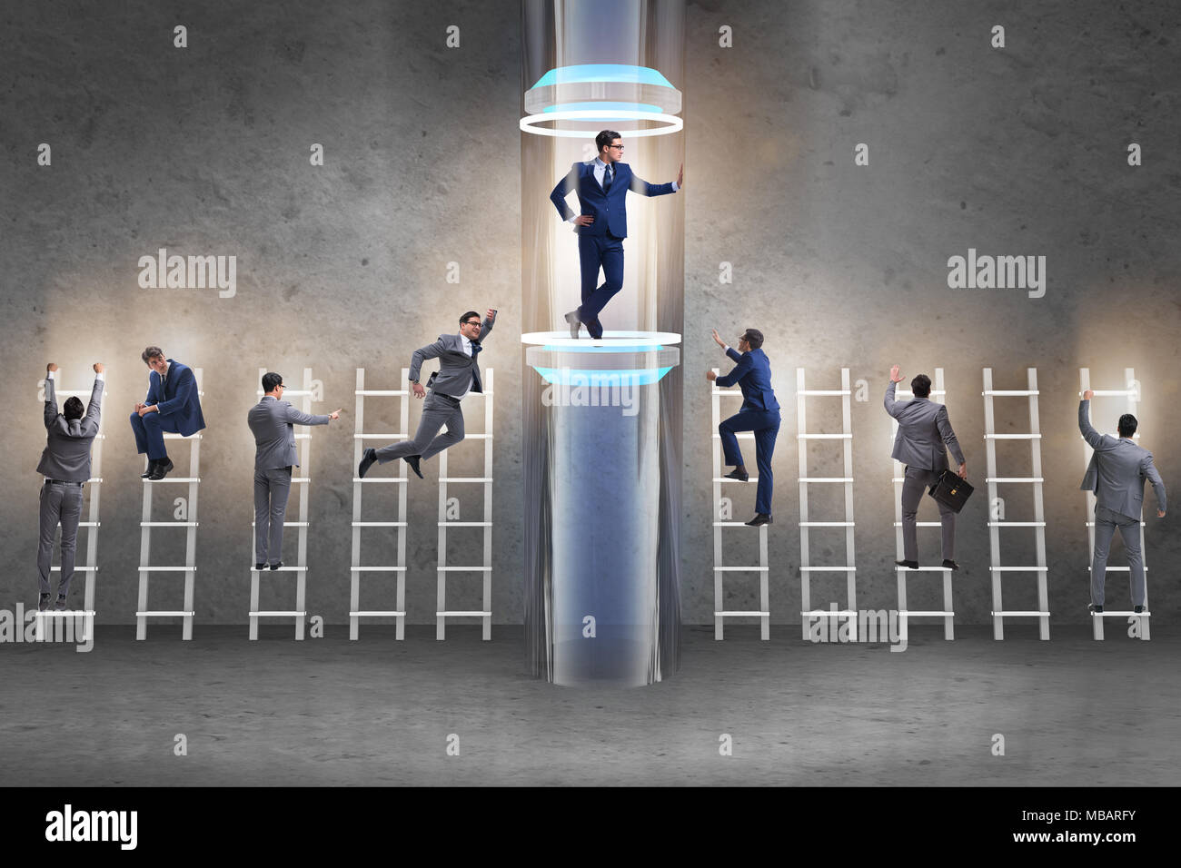 Businessmen in accelerated and fast promotion concept Stock Photo - Alamy