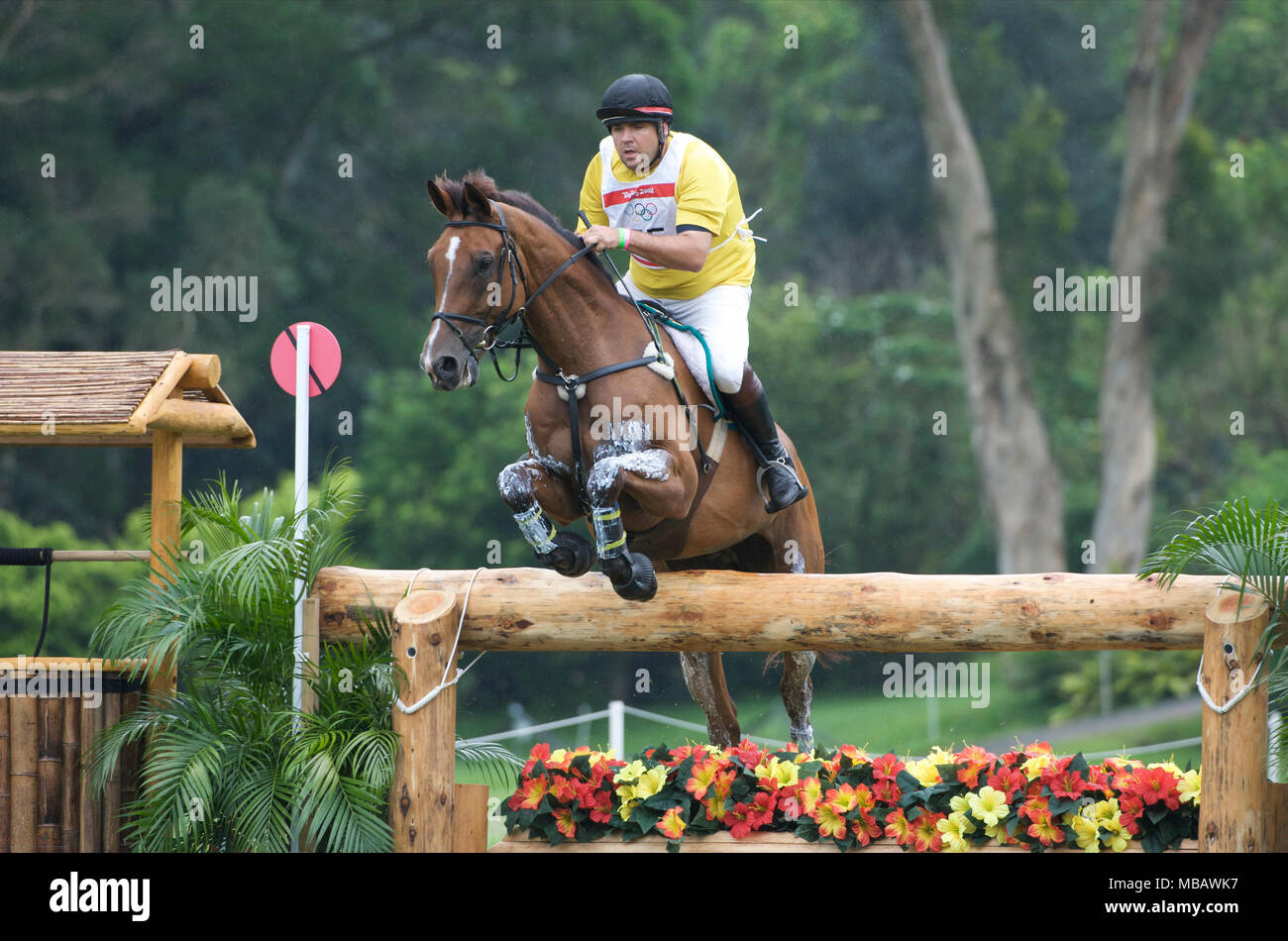 Olympic Games 2008, Hong Kong (Beijing Games) August 2008, Andre Paro (BRA) riding Land Heir, eventing cross country Stock Photo