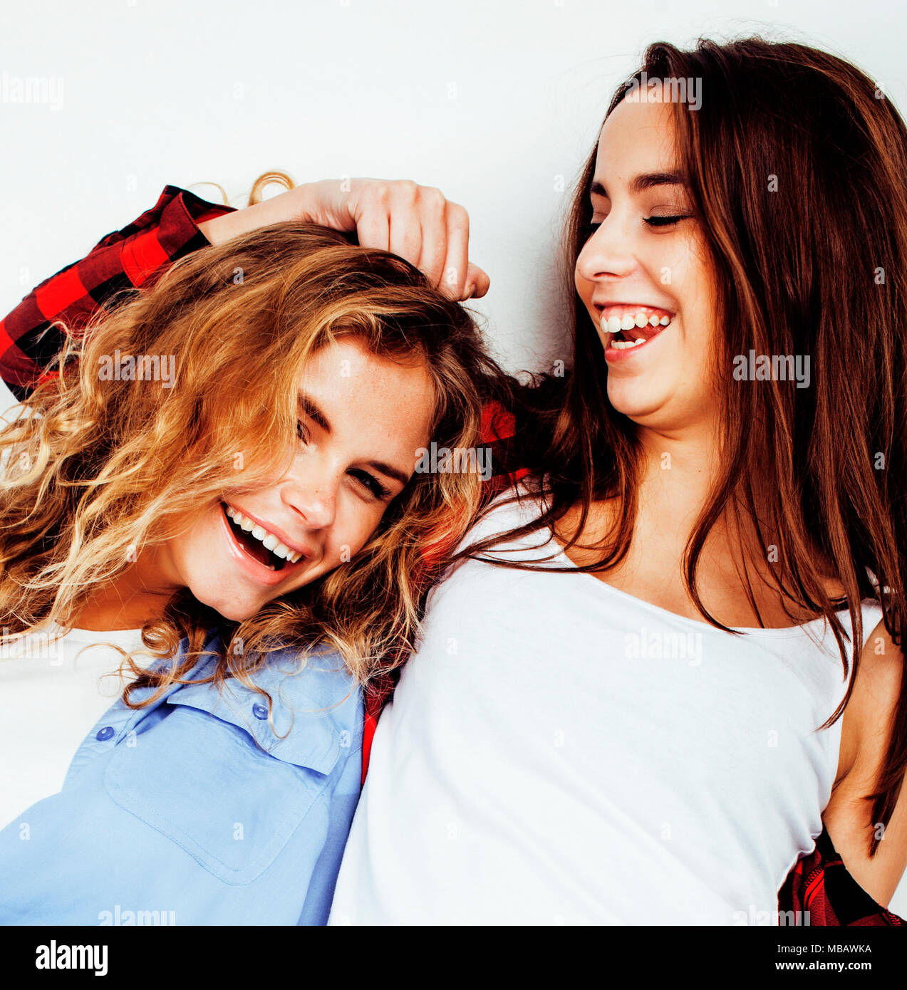 Best Friends Teenage Girl and Boy Together Having Fun, Posing Emotional on  White Background, Couple Happy Smiling Stock Photo - Image of latin, hair:  214349284