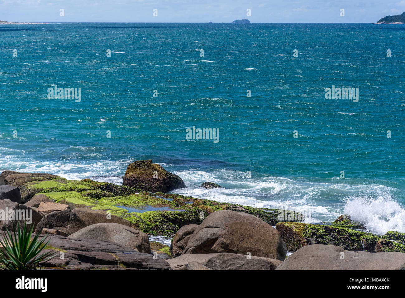 Florianopolis, Brazil. February, 2018. Sea and rocky region at the south of the island. Stock Photo