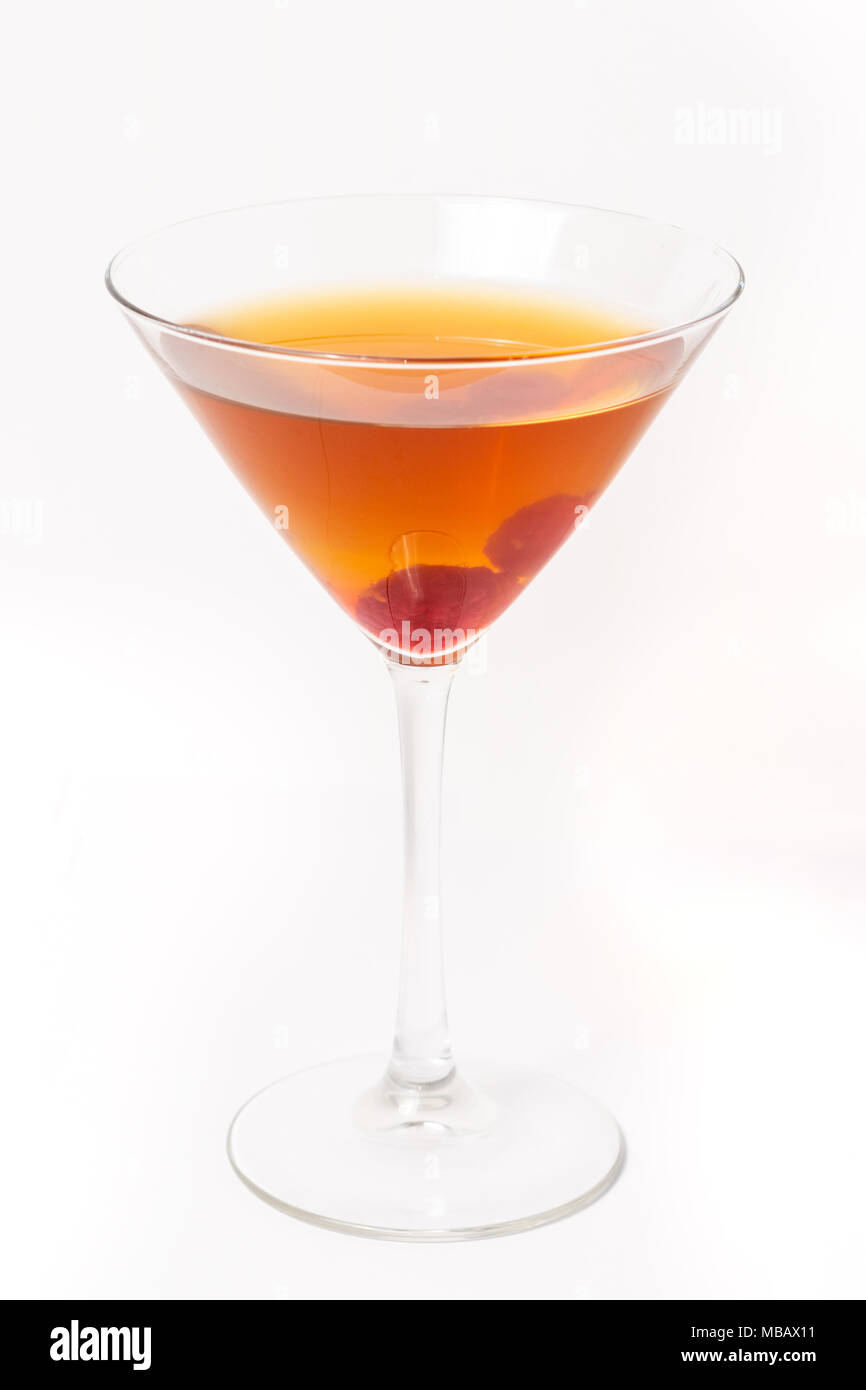 cocktail with raspberry on white background Stock Photo