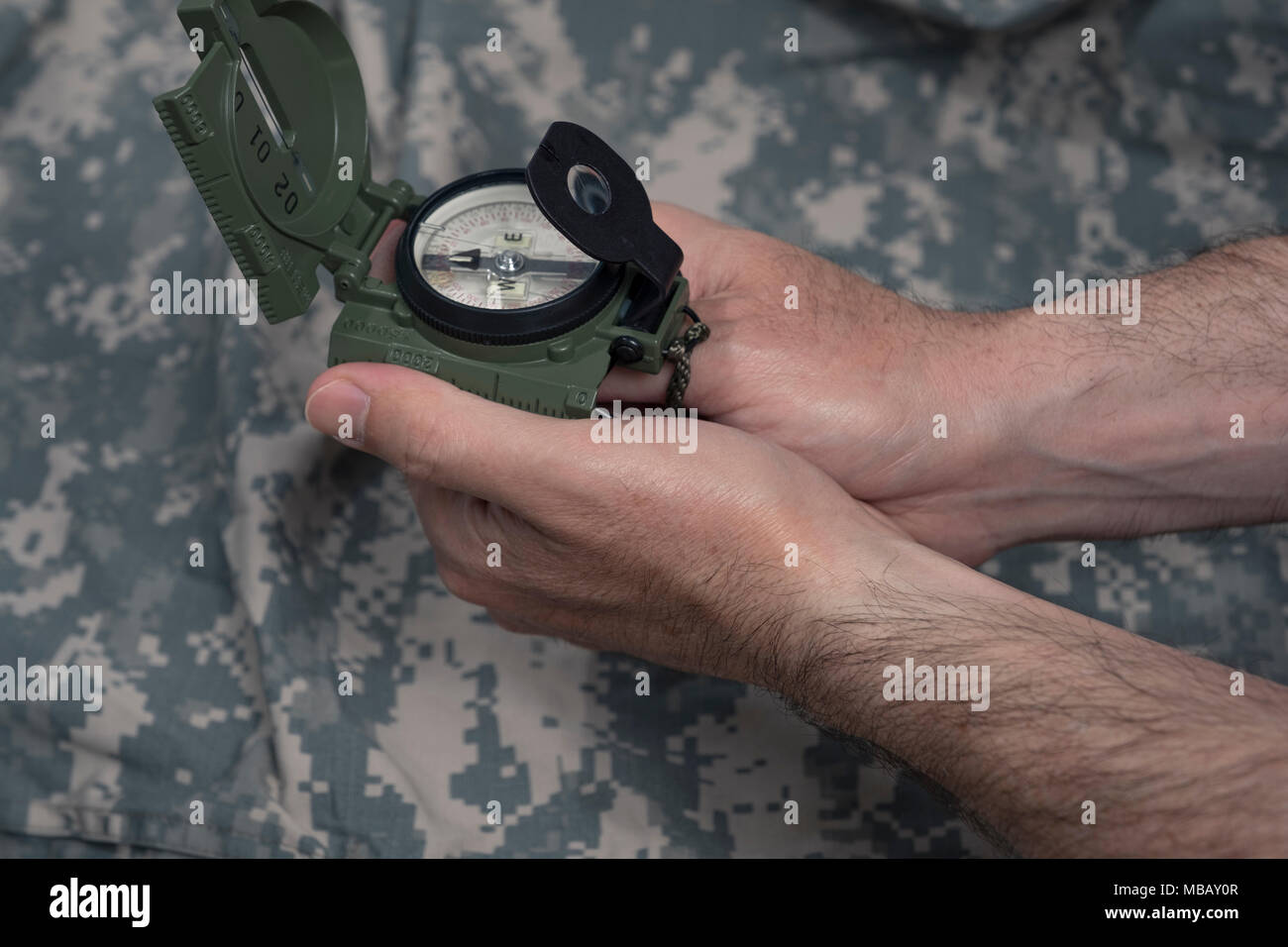 compass and map reading survival outdoors Stock Photo