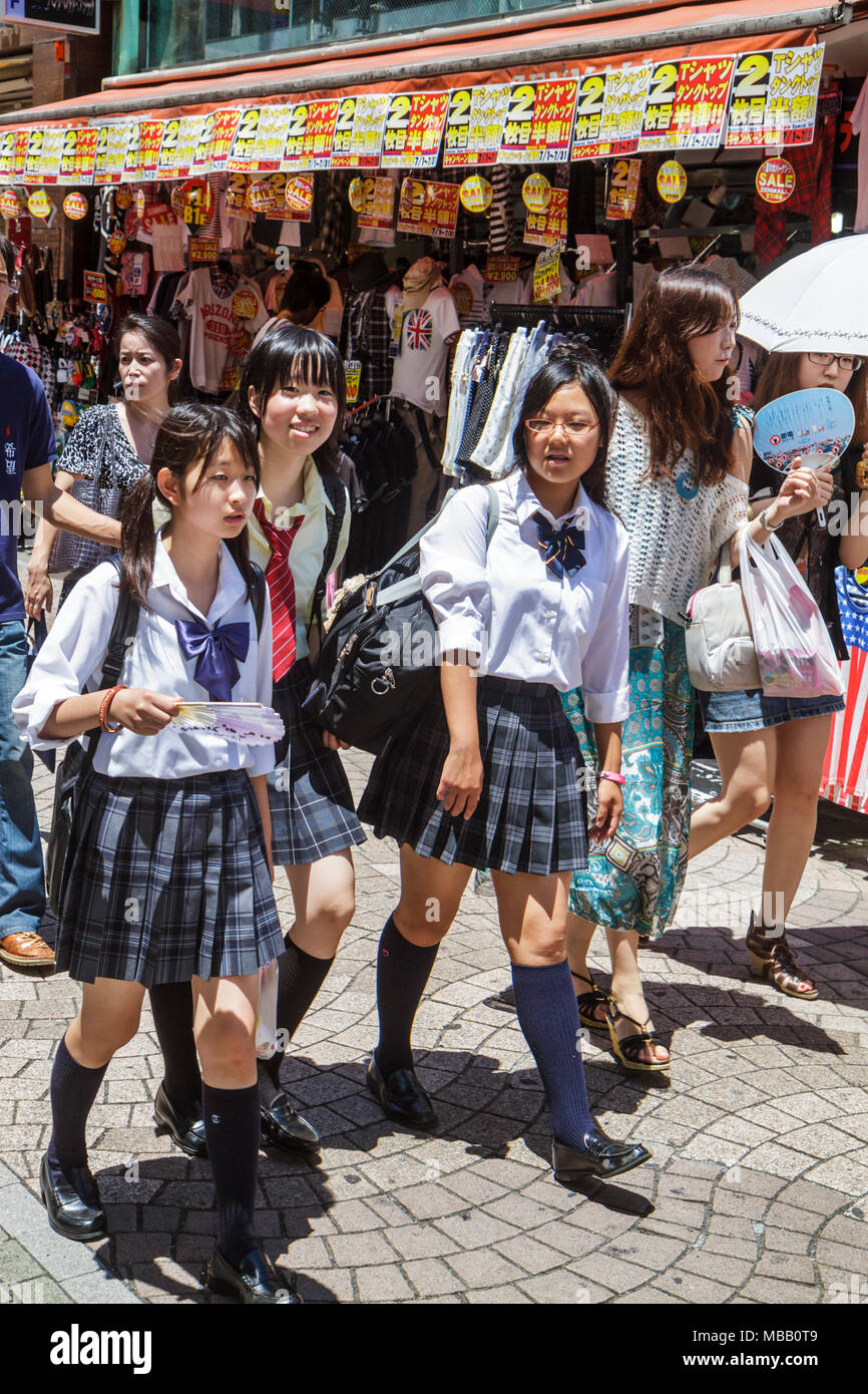 Tokyo Japan,Orient,Harajuku,Takeshita Dori,Street,shopping shopper shoppers shop shops market buying selling,store stores business businesses,kanji,hi Stock Photo