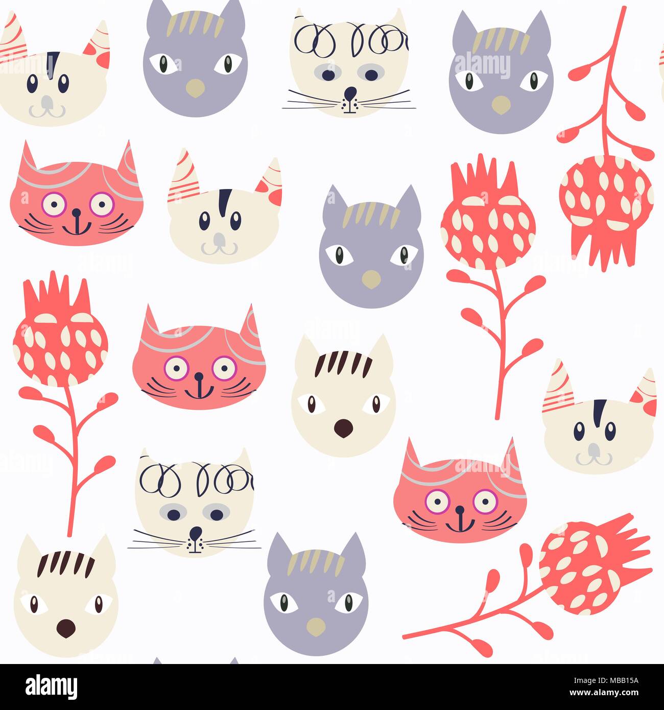 Cats abstract vector seamless pattern. It is located in swatch menu Stock Vector