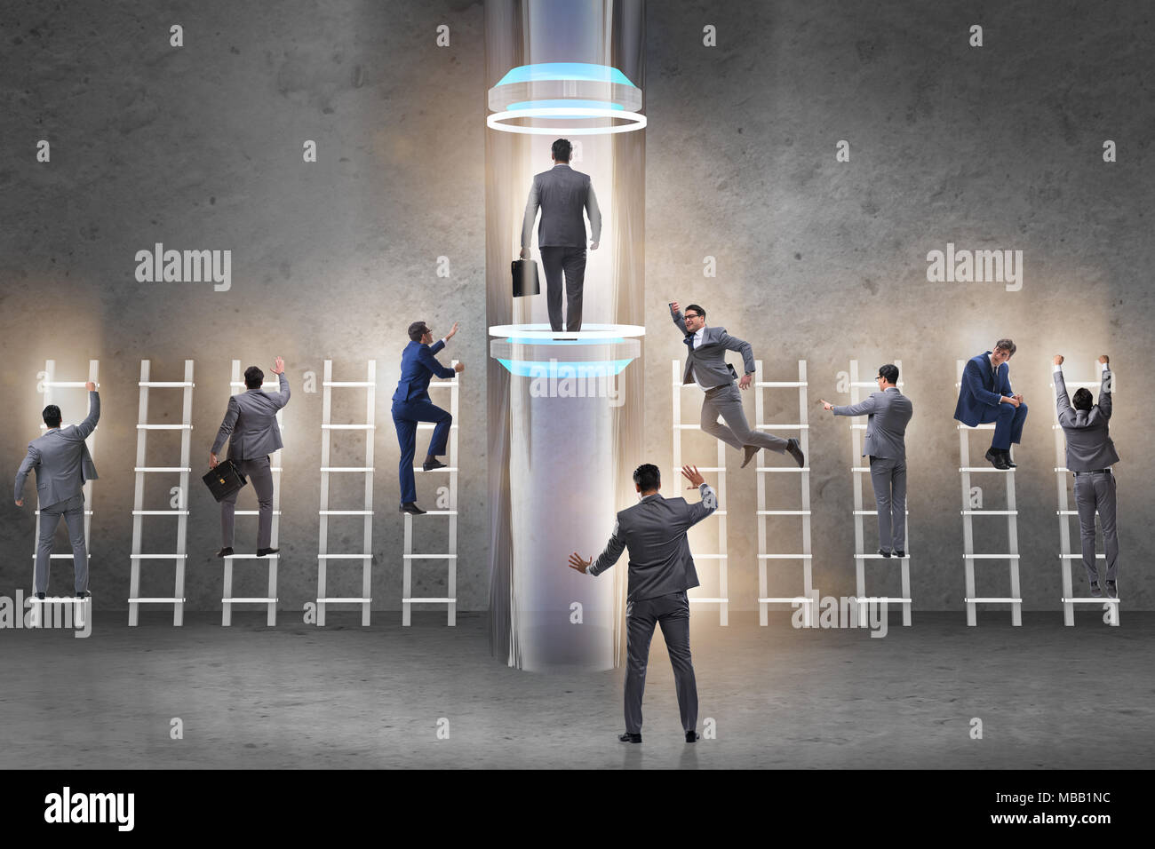 Businessmen in accelerated and fast promotion concept Stock Photo - Alamy