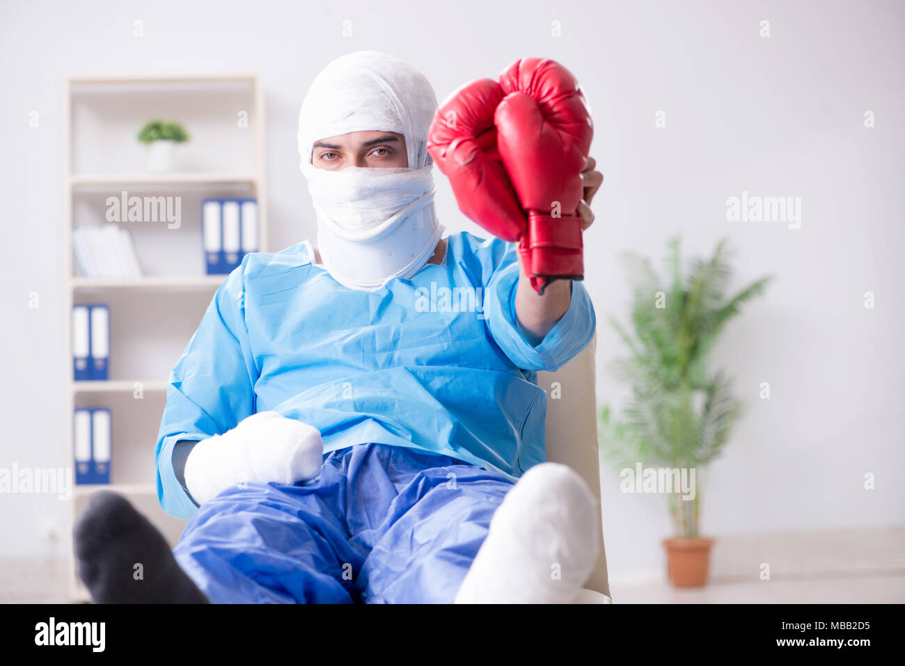 Injured boxer recovering in hospital Stock Photo Alamy