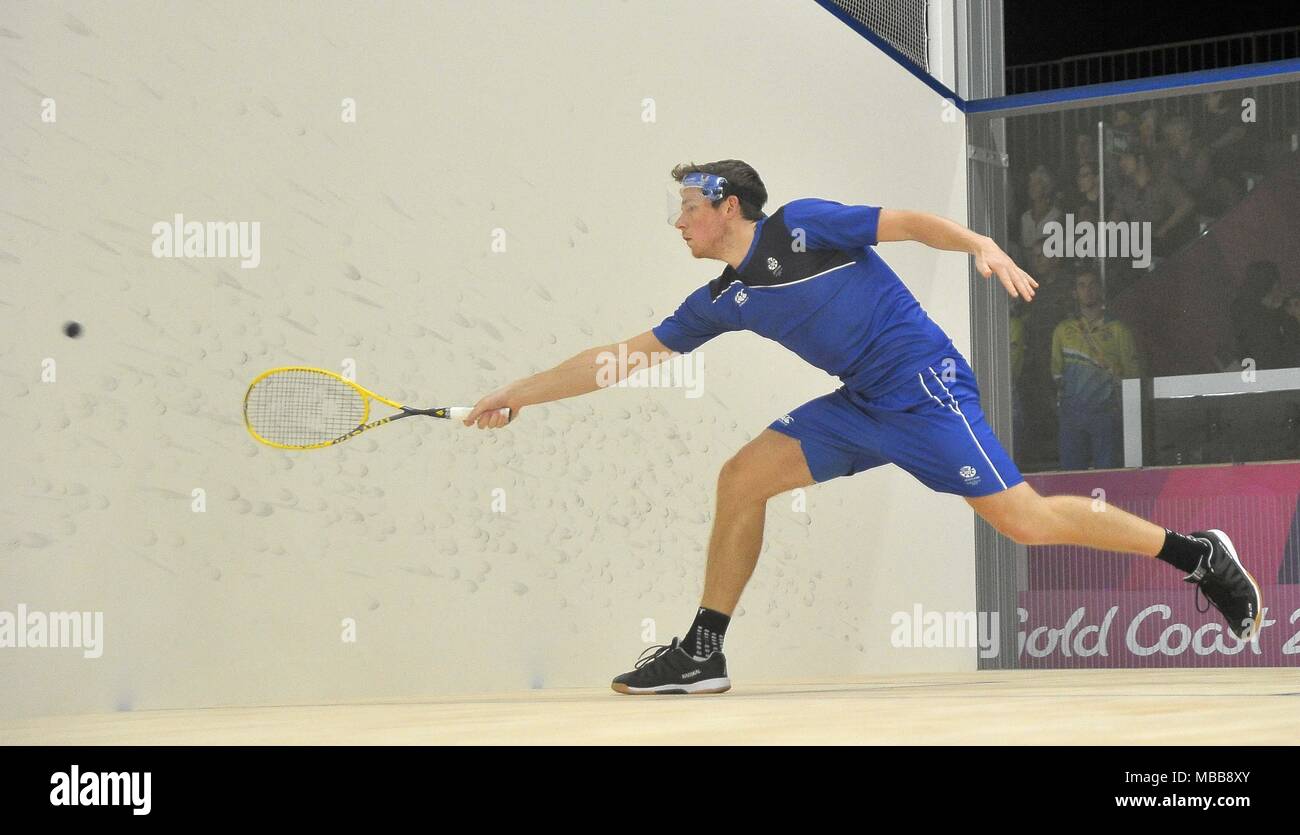 Queensland, Australia. 10th Apr, 2018. Greg LOBBAN (SCO). Mens doubles pool B. Squash. XXI Commonwealth games. Oxenford studios. Gold Coast 2018. Queensland. Australia. 10/04/2018. Credit: Sport In Pictures/Alamy Live News Stock Photo
