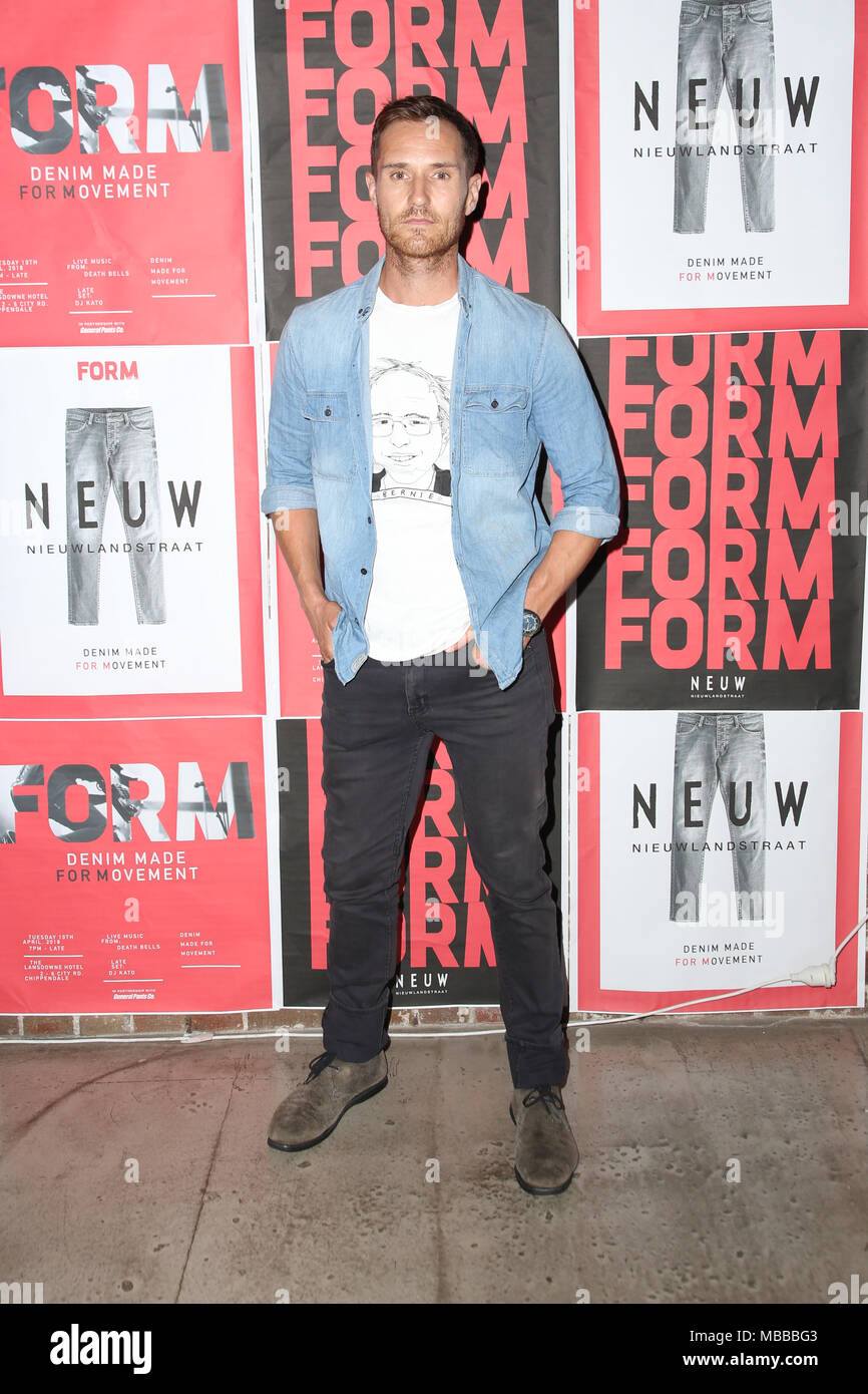 Sydney, Australia. 10 April 2018. Local celebrities and VIPs attend the Neuw Denim form party at The Lansdowne, Sydney. Pictured: Benedict Wall. Credit: Richard Milnes/Alamy Live News Stock Photo
