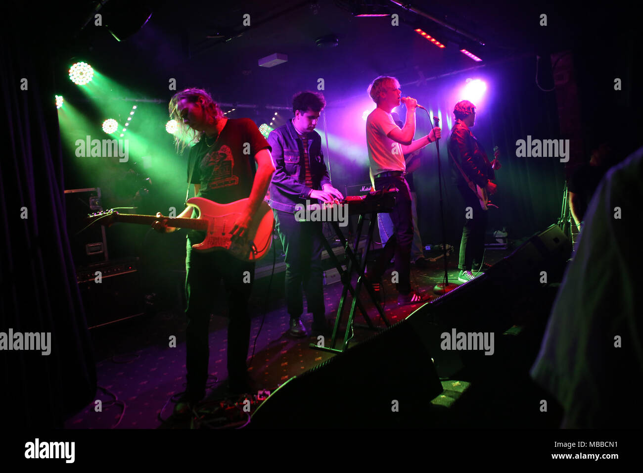 Sydney, Australia. 10 April 2018. Local celebrities and VIPs attend the Neuw Denim form party at The Lansdowne, Sydney. Pictured: Death Bells band. Credit: Richard Milnes/Alamy Live News Stock Photo