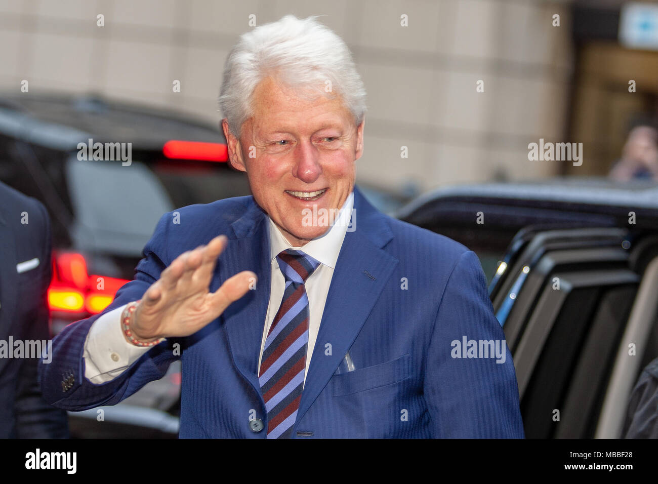 Ulster Hall,Belfast, Northern Ireland.10th April 2018.  Former US President Bill Clinton and Senator George J Mitchell Attended a special ceremony at the Ulster Hall today to receive the Freedom of the City of Belfast.   Credit: Bonzo/Alamy Live News Stock Photo