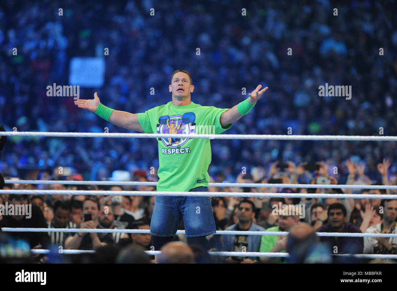 New Orleans, LA, USA. 8th Apr, 2018. John Cena at WWE Wrestlemania 34 at the Mercedes-Benz Superdome in New Orleans, Louisiana on April 8, 2018. Credit: George Napolitano/Media Punch/Alamy Live News Stock Photo