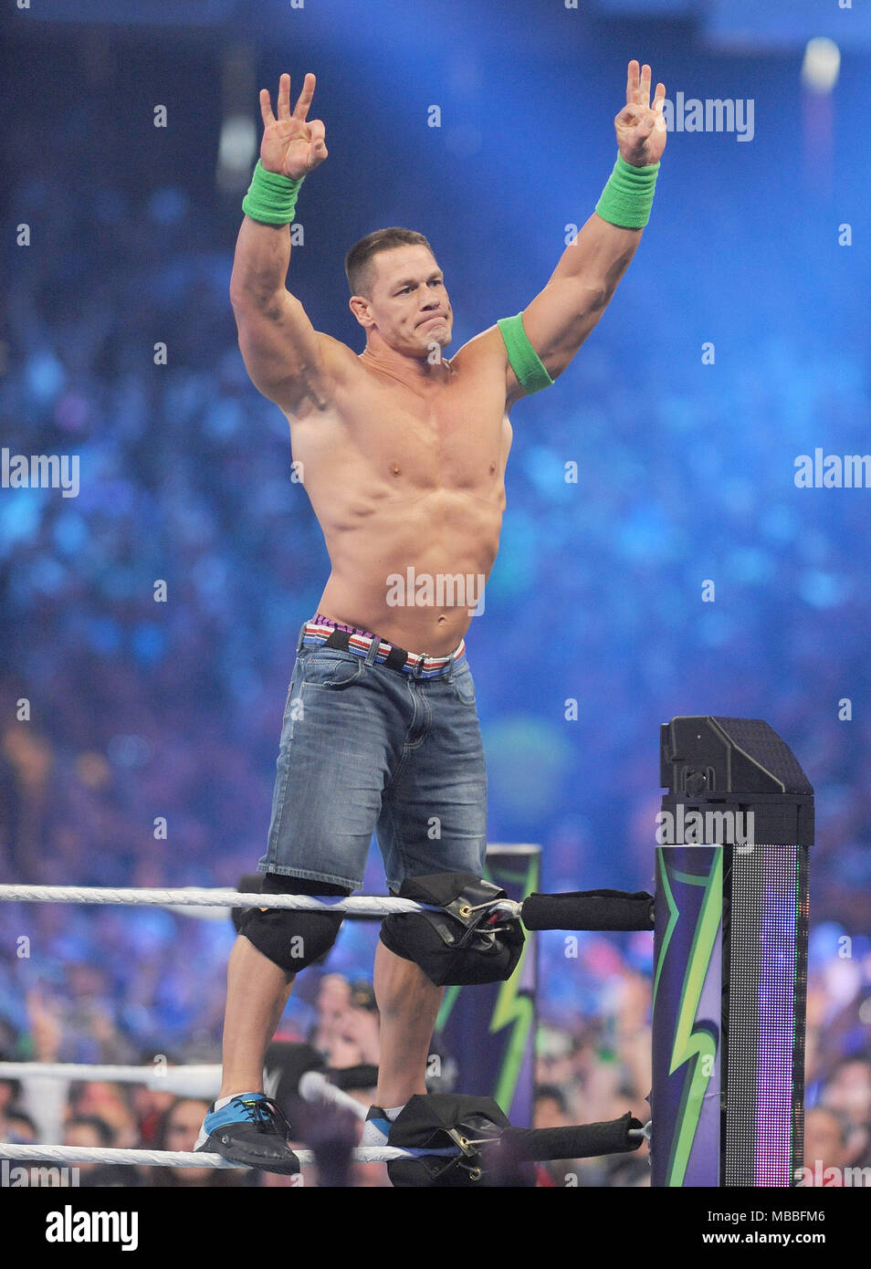 New Orleans, LA, USA. 8th Apr, 2018. John Cena at WWE Wrestlemania 34 at the Mercedes-Benz Superdome in New Orleans, Louisiana on April 8, 2018. Credit: George Napolitano/Media Punch/Alamy Live News Stock Photo