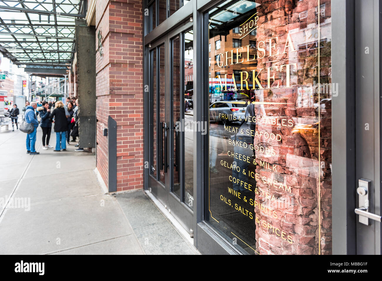 New York City, USA October 30, 2017 Market food shop entrance in