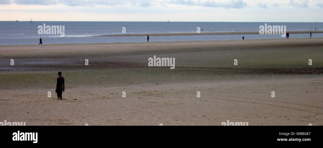 'Another Place' Anthony Gormley statues on the beach at Crosby