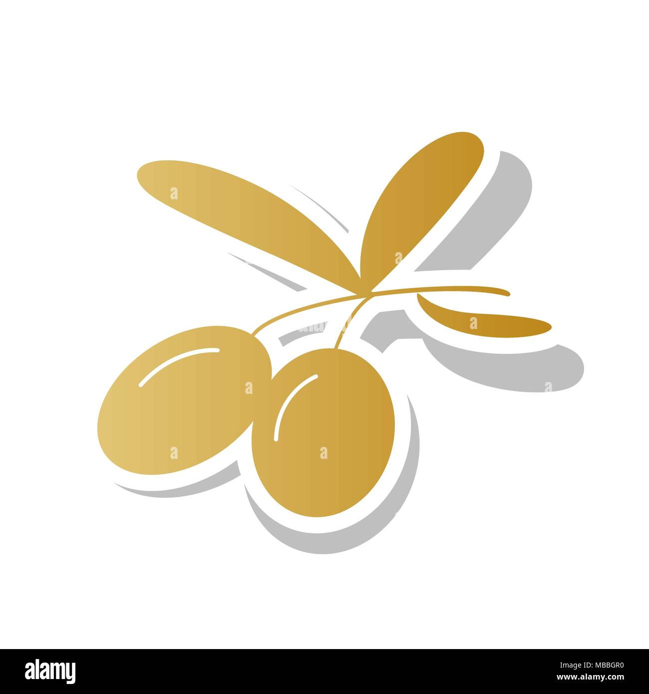 Olives sign illustration. Vector. Golden gradient icon with white ...