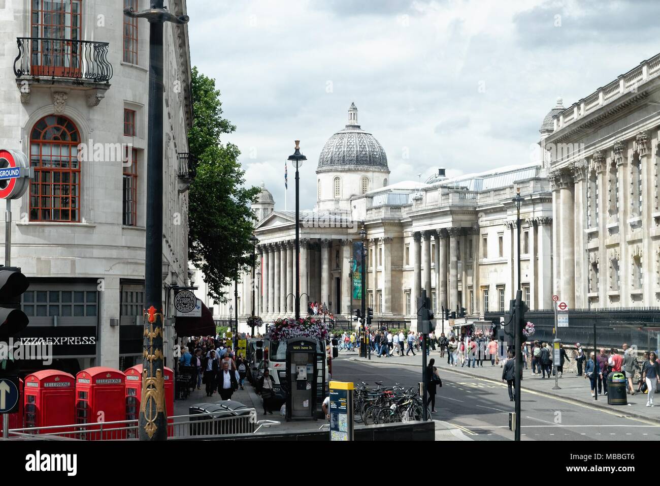 The National Gallery, Central London England UK, viewed from Duncannon Street and the Strand W.C.2 Stock Photo