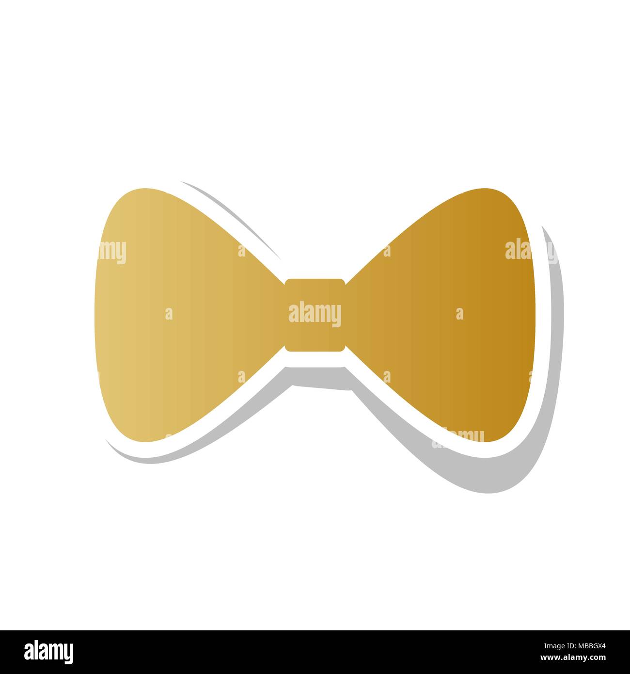 Bow Tie Icon Vector Golden Gradient Icon With White Contour And 