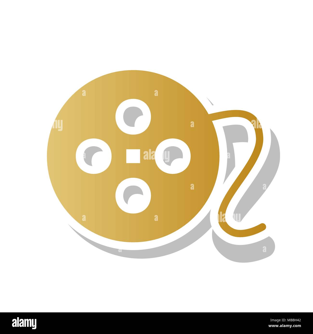 Film circular sign. Vector. Golden gradient icon with white contour and ...