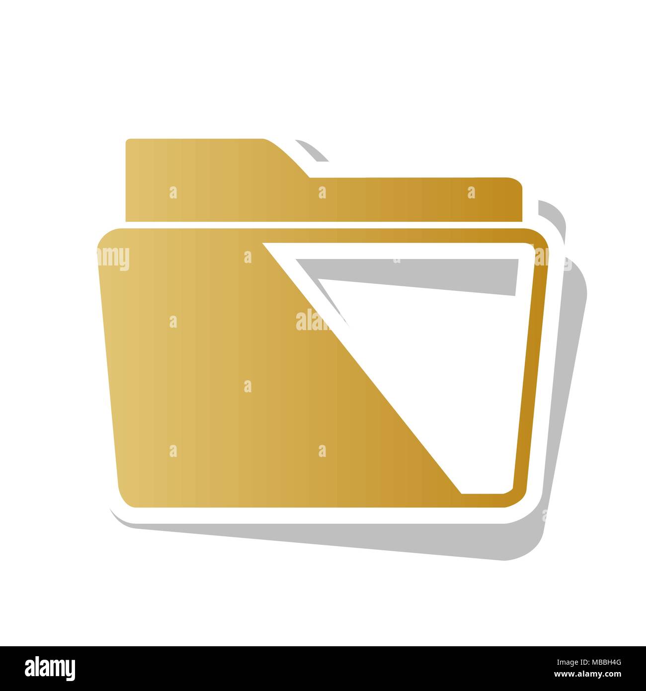 Folder sign illustration. Vector. Golden gradient icon with white ...