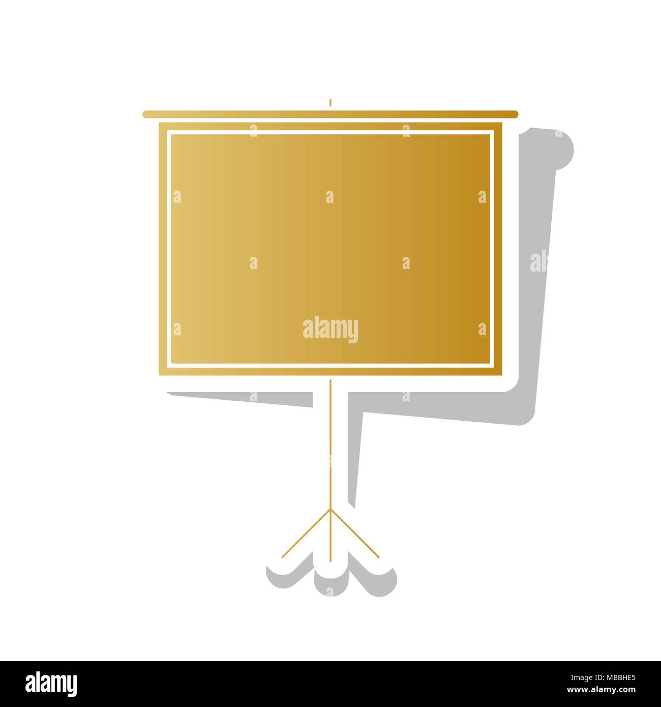 Blank Projection screen. Vector. Golden gradient icon with white ...