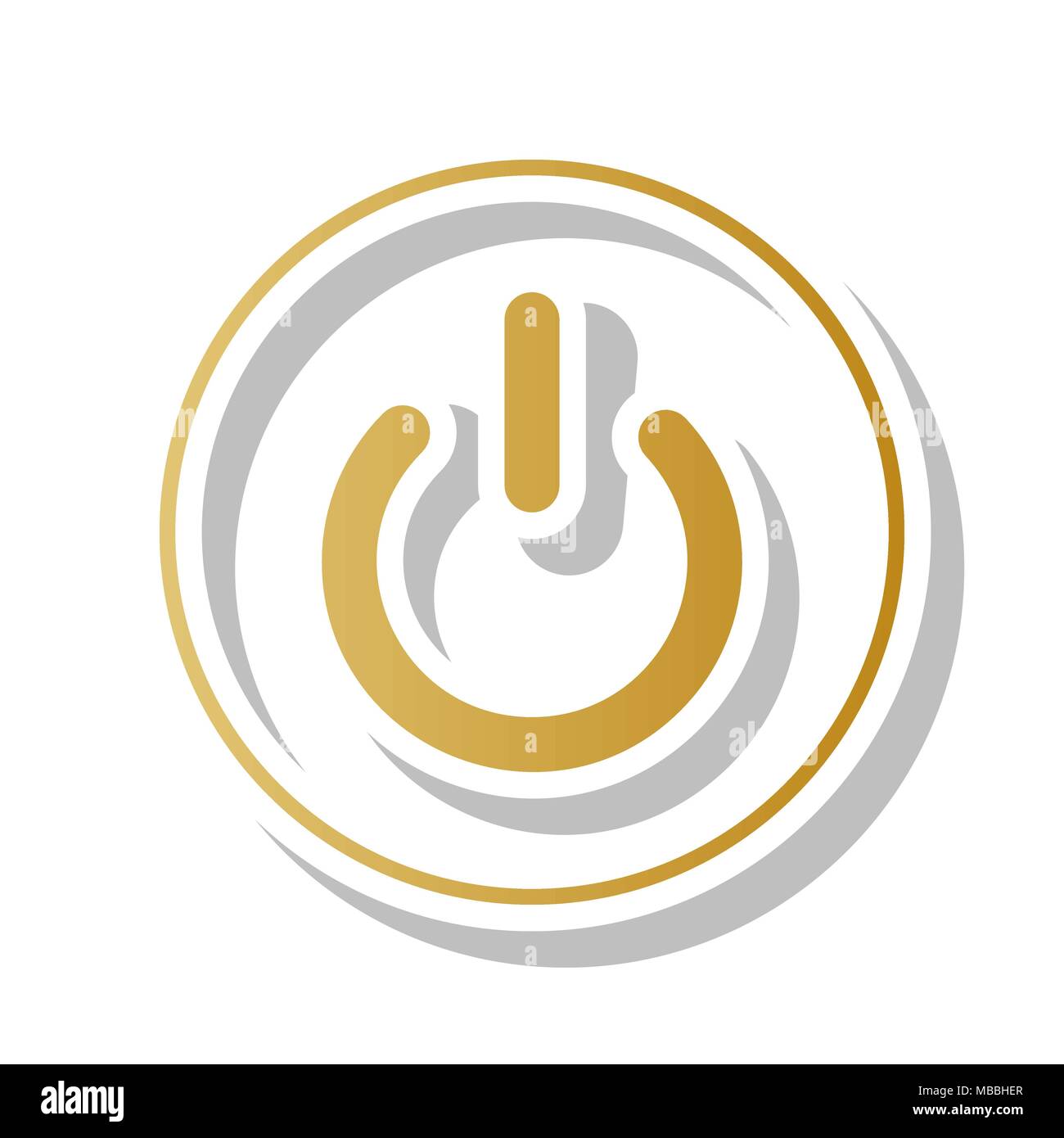 On Off switch sign. Vector. Golden gradient icon with white contour and ...